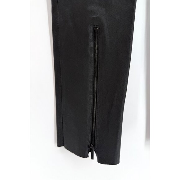 Susan Bender Stretch Leather Zipper Pants in Black Nubuck XS - Picture 3 of 6